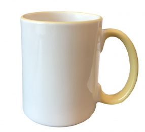Кружка Tank 15oz с желтой каймой и ручкой