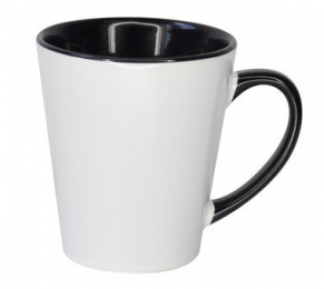 Кружка LATTE середня, кольорова всередині і ручка, чорна 