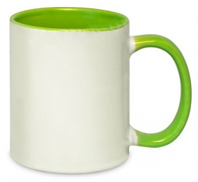 Кружка двухцветная с цветной ручкой, светло-зеленая, MUG2T-I
