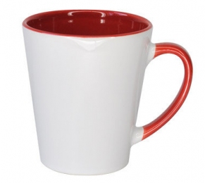 Кружка LATTE середня, кольорова всередині і ручка, червона