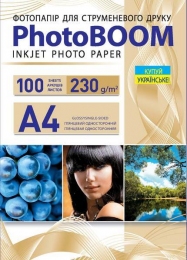 Односторонняя глянцевая фотобумага PhotoBOOM для струйной печати, А4, 230 г/м2, 100 листов