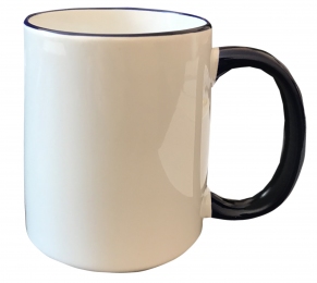 Кружка Tank 15oz с синей каймой и ручкой