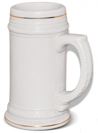 Пивний келих з золотою смугою для сублімації, MUG22